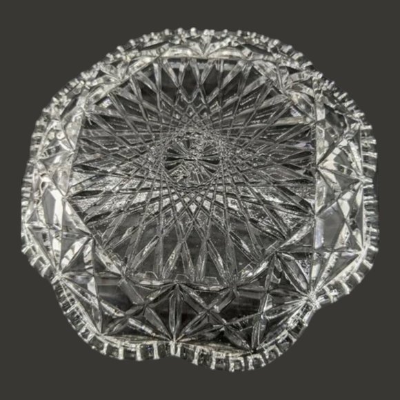 Avon Covered Butter Cheese Dish Small Round Clear Cut Glass Plate and Dome 6x5 - Picture 6 of 9